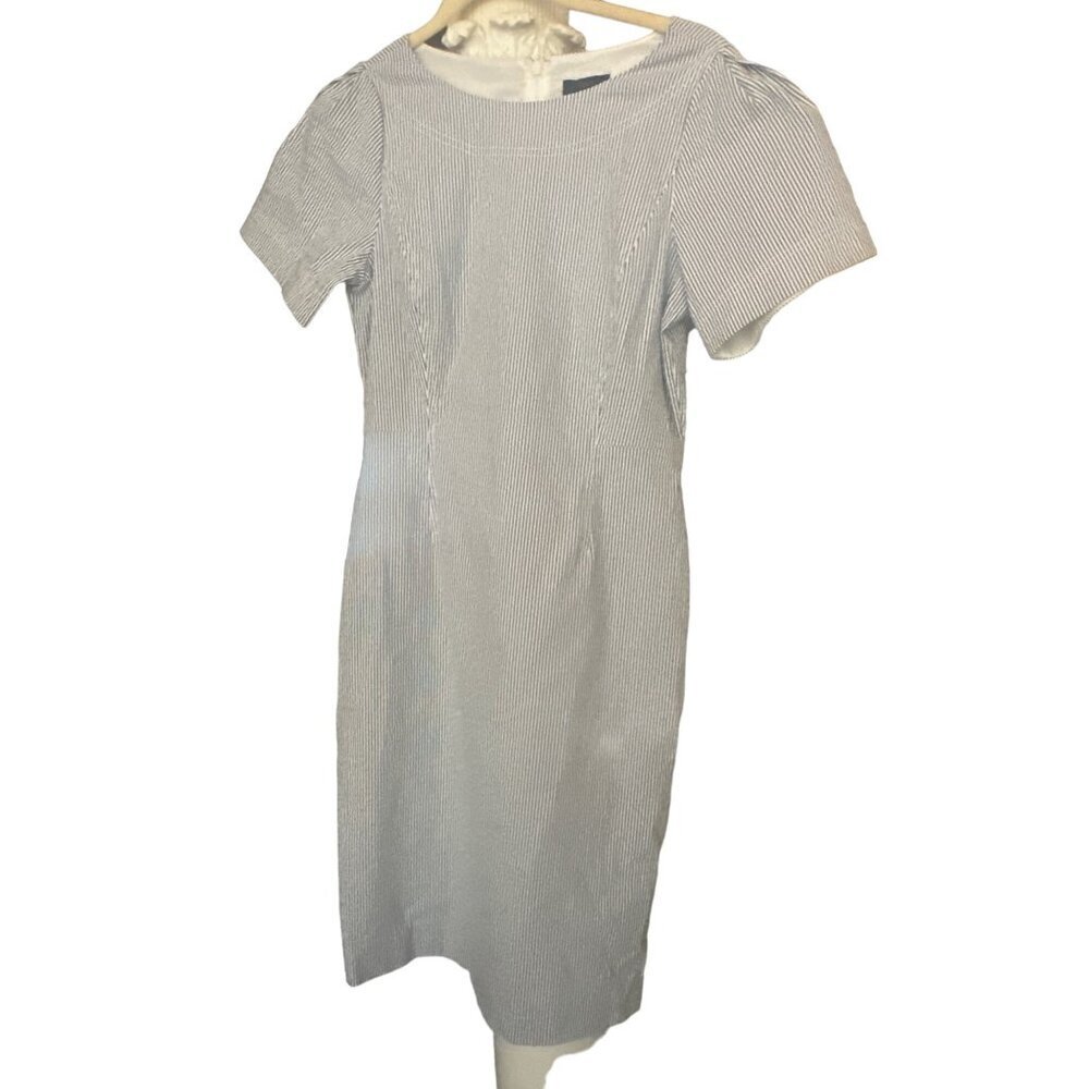 J. Crew Blue White Ticking Striped Short Sleeve Sheath Dress‎ Size 6